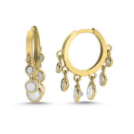 Cercei argint 925 aurit cu zirconii albe - Be Elegant ETU0047 [0]